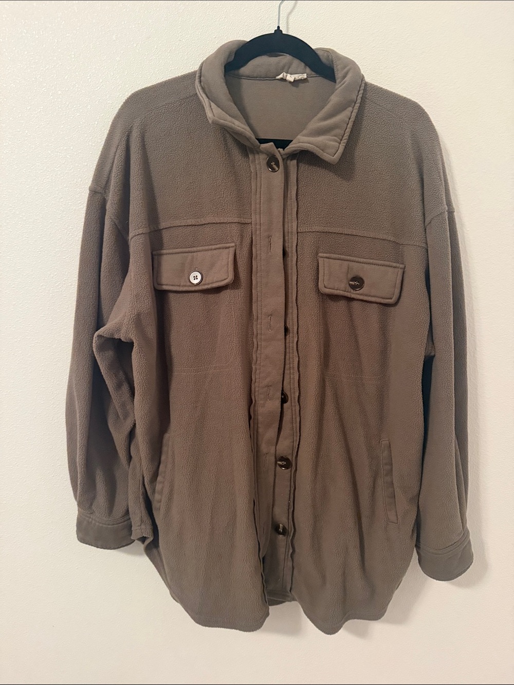 LA MIEL Olive Green Fleece Shirt Jacket